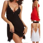Сексуальное пляжное платье с V-образным вырезом, женское Прозрачное платье, Женская атласная ночная сорочка без рукавов кружевная одежда для сна, женское белье