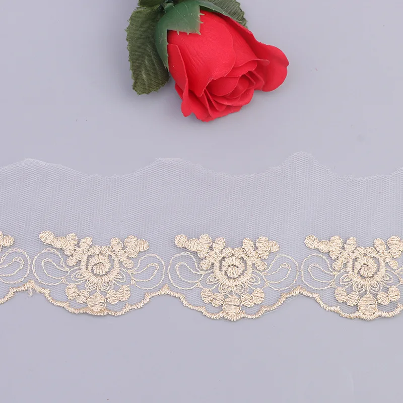 5 ярдов/партия кружевная ткань с вышивкой