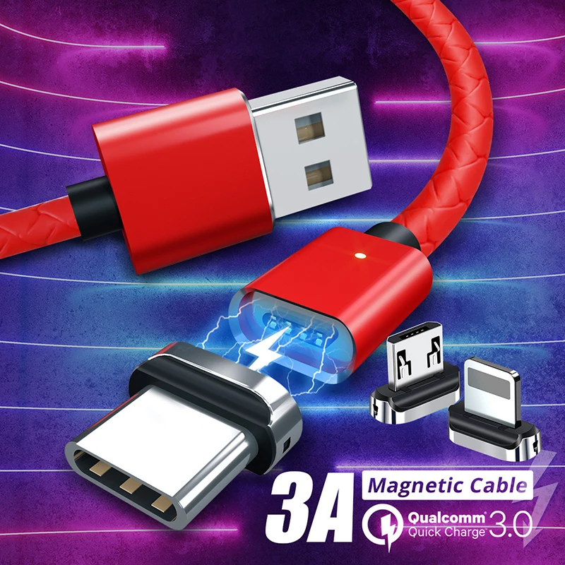 2 м Магнитный Micro USB кабель Type C для iPhone 11 Samsung S20 мобильный телефон Быстрая зарядка