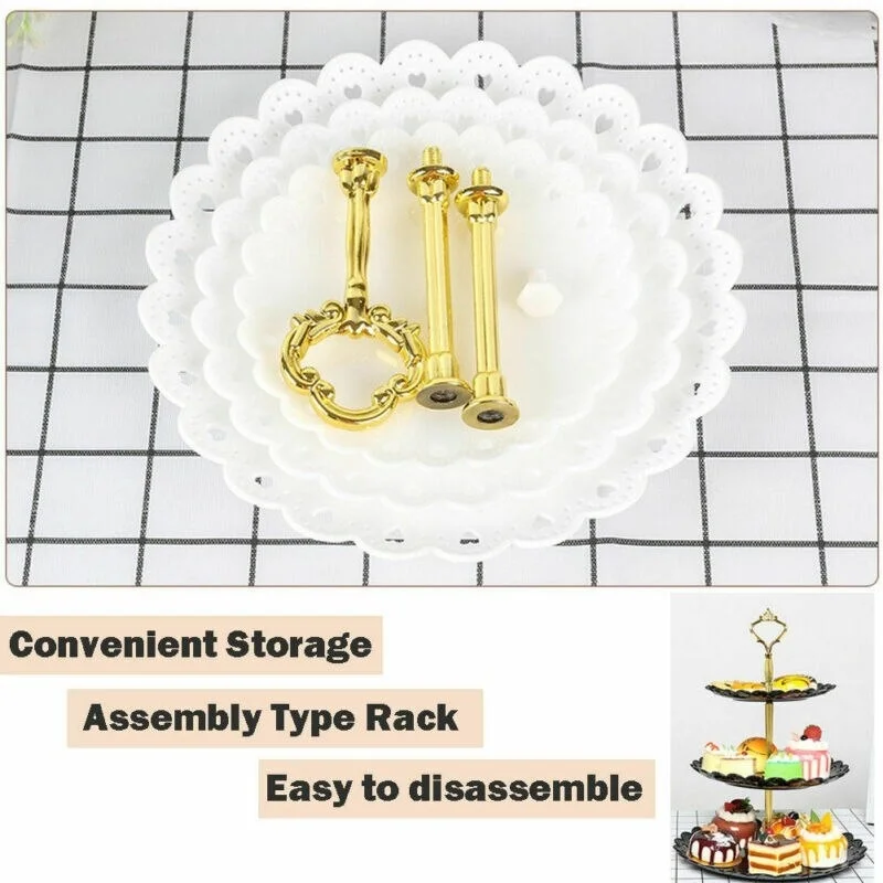 3 Слои стенд кекса Пластик Многоуровневое вечерние сервировочный для буфетного