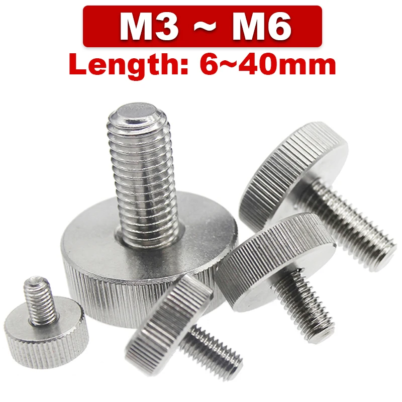 304 Stainless Steel Flat Head Handle Thumb Screw GB835 Knurled Big Round Adjusting Bolt Advertising Nail M3 M4 M5 M6 | Обустройство