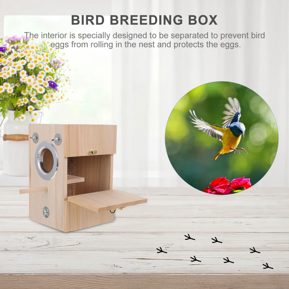 

Bird Breeding Nest Parakeet Nesting Box Natural Wood House Parrots Mating Box