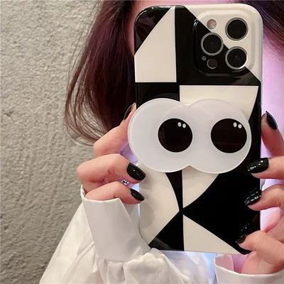 

Funny Cartoon Eyes Sole Bracket For Apple Mobile Phone Shell Online Celebrity Black Color Silicon Materials Phone Case 2021