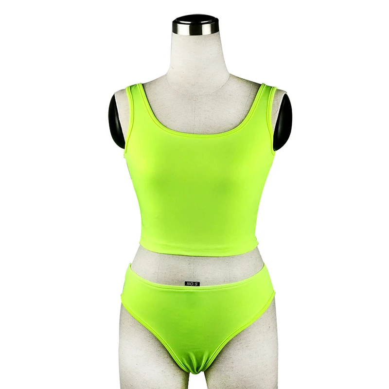 Neon Green Неоновое бикини микро бандо пуш-ап купальник женский купальный костюм женские с высокой посадкой привлекательный купальник-бикини - Цвет: Neon Green