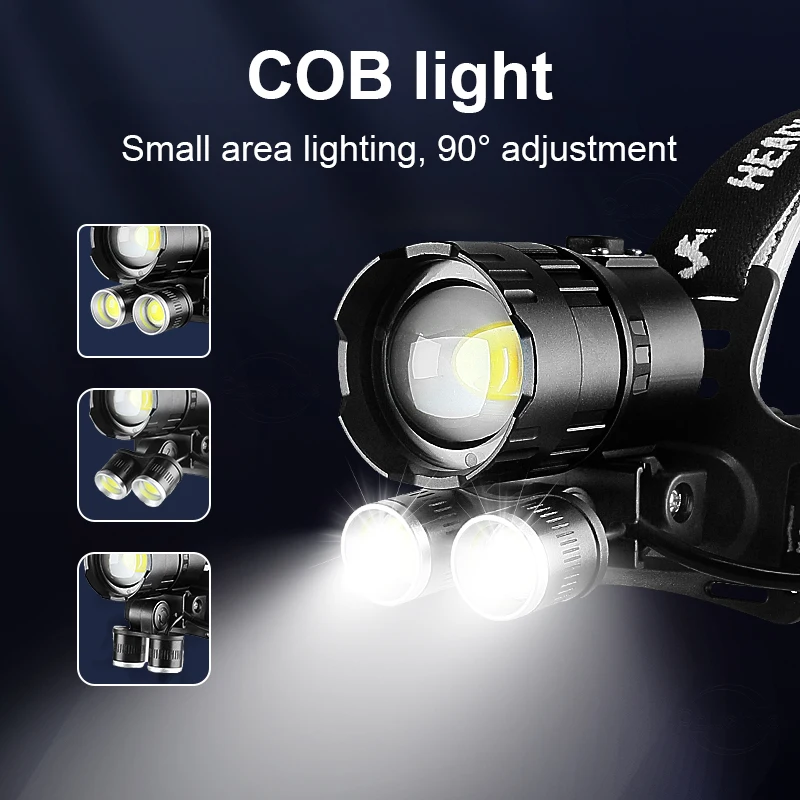 Новейший Мощный светодиодный налобный фонарь XHP199 2COB XHP160 мощсветильник