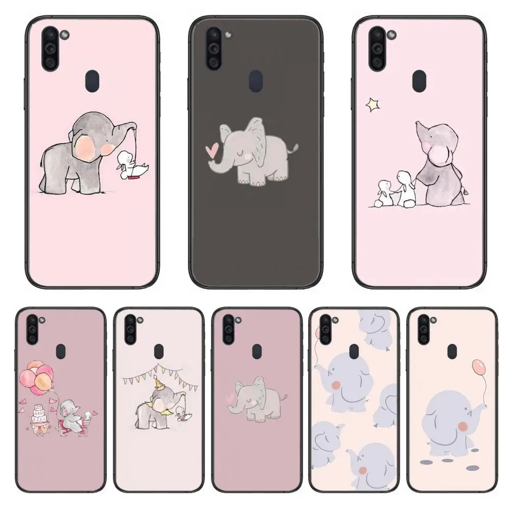 

Elephant happy family Mobile Phone Case Hull For Samsung Galaxy M 10 20 21 31 30 60S 31S Black Shell Art Cell Cover TPU
