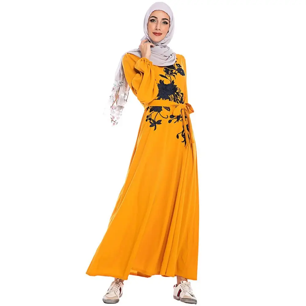 Женское платье с длинным рукавом юбка вышивкой в турецком стиле Дубай Бангладеш