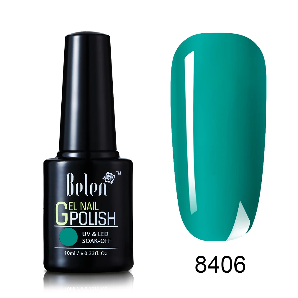 8406 Belen Бирюзовый Гель-лак Soak Off UV светодиодный лак для ногтей праймер гель профессиональная эмаль Маникюр Гибридный Полупостоянный ногтей 10 мл - Цвет: 8406