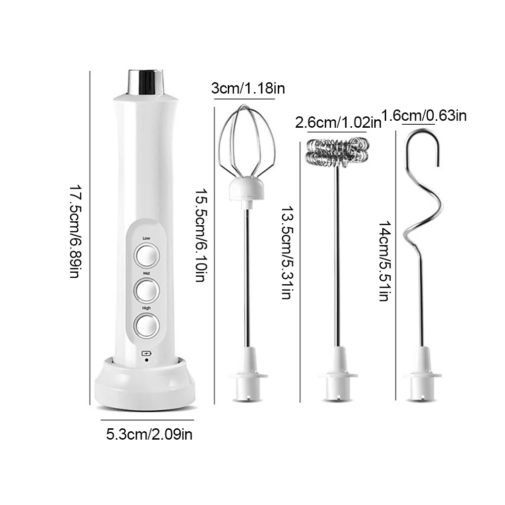 

Egg Mixer USB Electric Adjustable Milk Frother Rechargeable Stainless Steel Coffee Whisk Kitchen Accessory