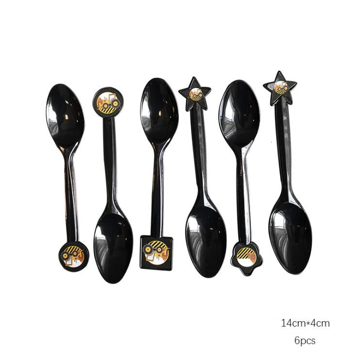 6pcs spoon 1 комплект строительный трактор шар экскаватор воздушные надувные воздушные шары грузовик автомобиль Беби Шауэр детский день рожденья для мальчиков поставки - Цвет: 6pcs spoon