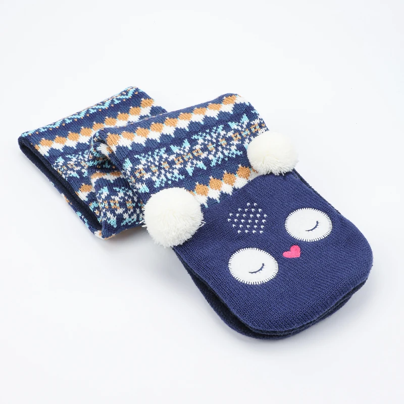 Для девочек шапка шарф перчатка набор зимняя ушанка шапочка флис теплый 3