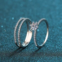 2 in 1 moissanite rings sets s925 sterling silver rings diamond brand slim 1ct wedding fine jewelry drop shipping