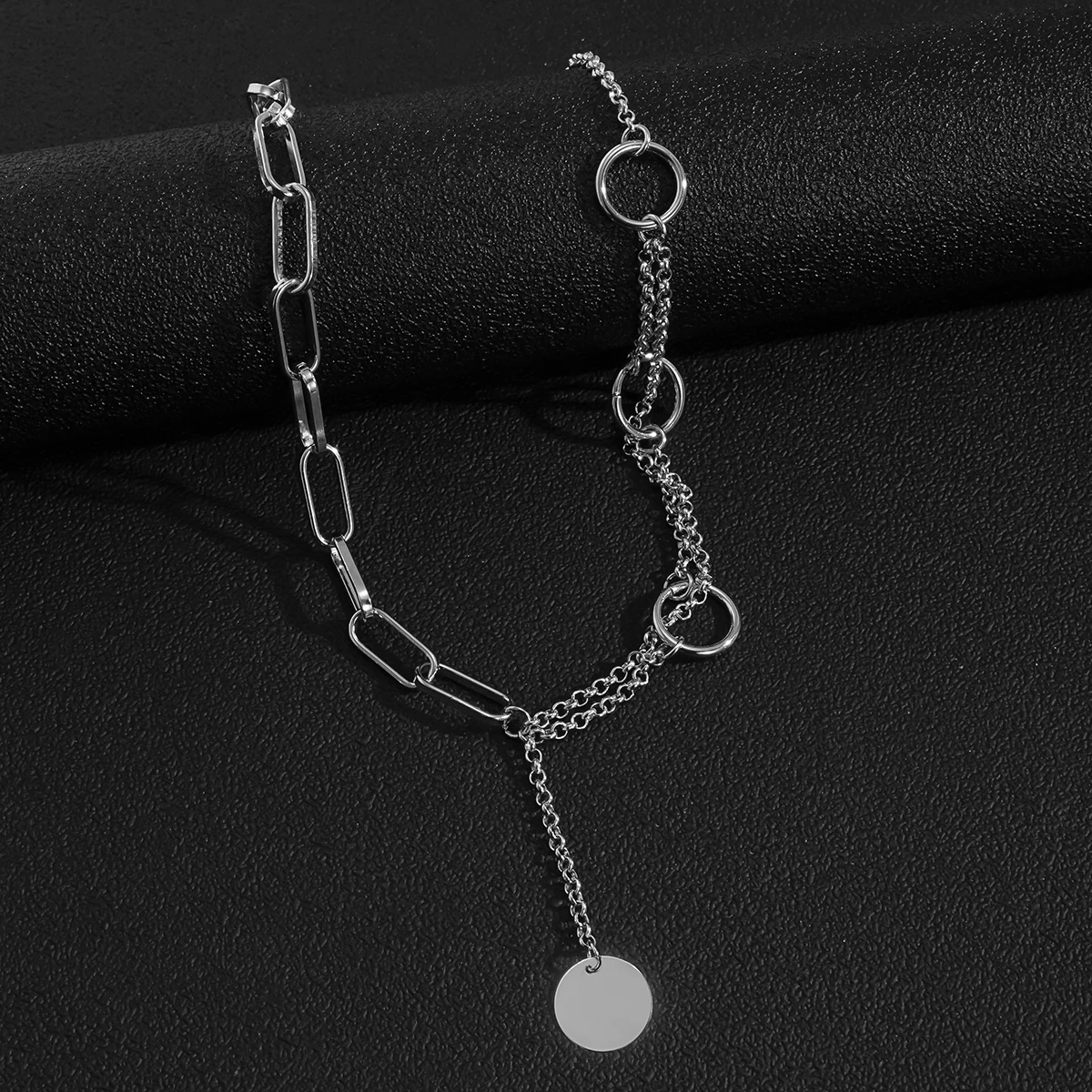 

SHIXIN Personalized Circle Splicing Coin Pendants Necklaces Asymmetry Long Necklaces for Women/Men Fashion Necklaces 2021Jewelry