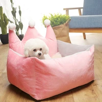 pet cat bed cute crown shape suitable for small and medium dogs cat bed bite detachable and washable warm winter teddy nest