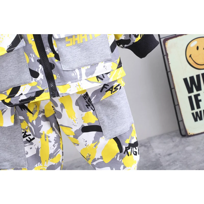 

Fashion Camouflage Kids Clothes Boys Suit Spring Baby Boy Clothes Set Cotton Long Seelve Hooded Tops+Pants Children Clothing
