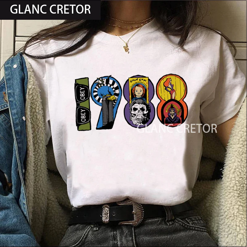 

Horror Movie Chucky Ullzang Funny Cartoon T-shirt 90s Graphic Grunge Tshirt Fashion Top Tees Female Harajuku T Shirt Women