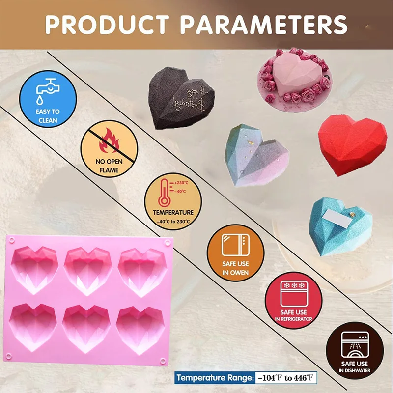 Силиконовая форма для торта в форме сердца 8/6 дюйма|Формы тортов| |
