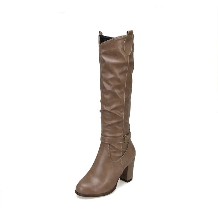 

Boots autumn winter 19 new riding boots fashion versatile solid thick heel high boots