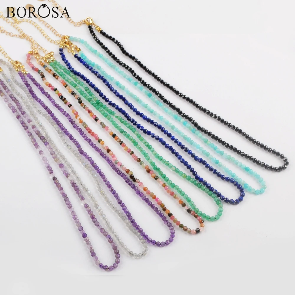 Ожерелье из натурального ограненного камня для женщин ожерелье с бусинами