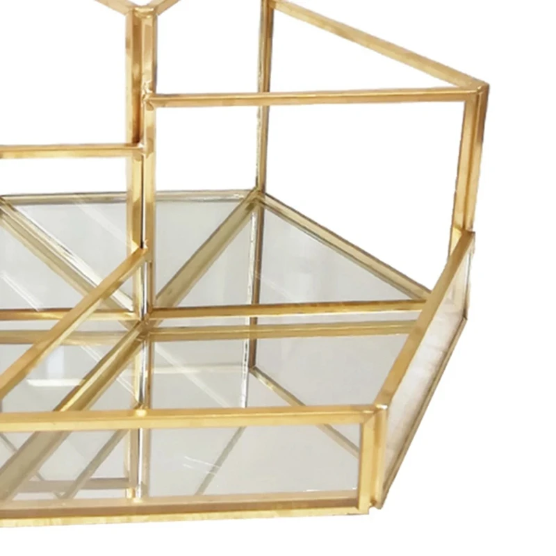 

Glass Makeup Organizer Jewelry Box Multifunction Display Case Lipstick Nail Polish Display Stand Makeup Brush Storage