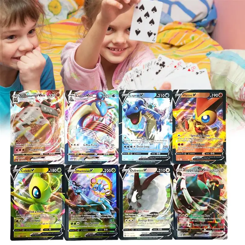 

Карты с героями мультфильмов, 20/60/100 шт., 78EX + 21GX + 1Energy + VMAX, ассорти карт, редкие карты, коллекционный подарок для детей, Поклонники аниме