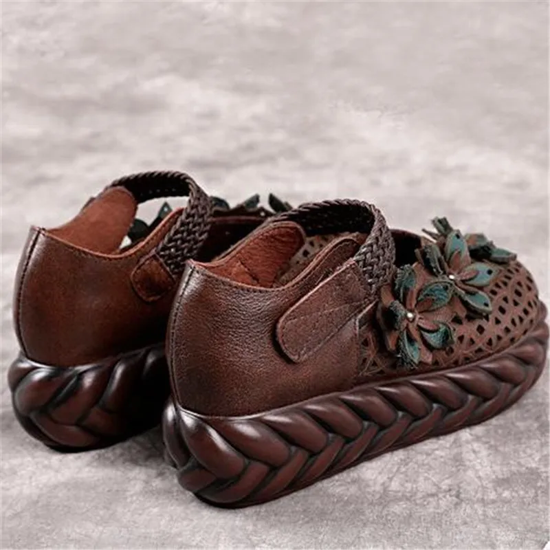 Сандалии женские из коровьей кожи модные элегантные босоножки с перфорацией