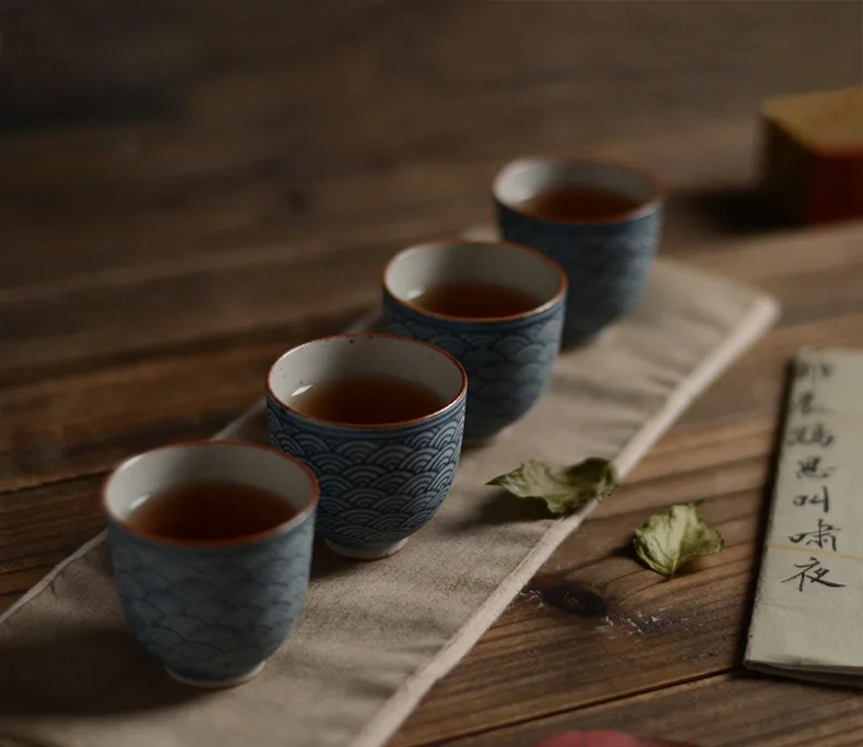 

50ml Auspicious clouds Chinese Retro Handmade Random Texture Color Glaze High Temperature Firing Ceramic Teacup PorcelainTeacup