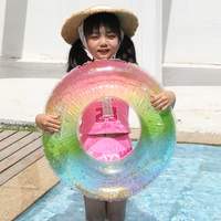 rainbow sequined inflatable pool float swimming ring swimming circle for kids adult pool toys floating ring water beach toy