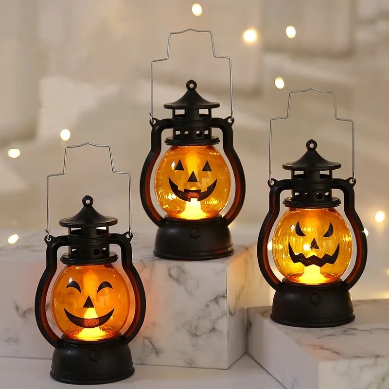 

Halloween LED Pumpkin Lantern Portable Smiley Halloween Decorations for Home Outdoor Lantern for Kids