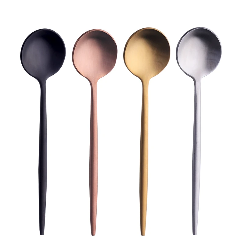 

4pcs Mix Colors Coffee Spoons Luxury Stainless Steel Black Tea Spoon Set Small Spoon Silver Scoop for Tea Party Mini spoon