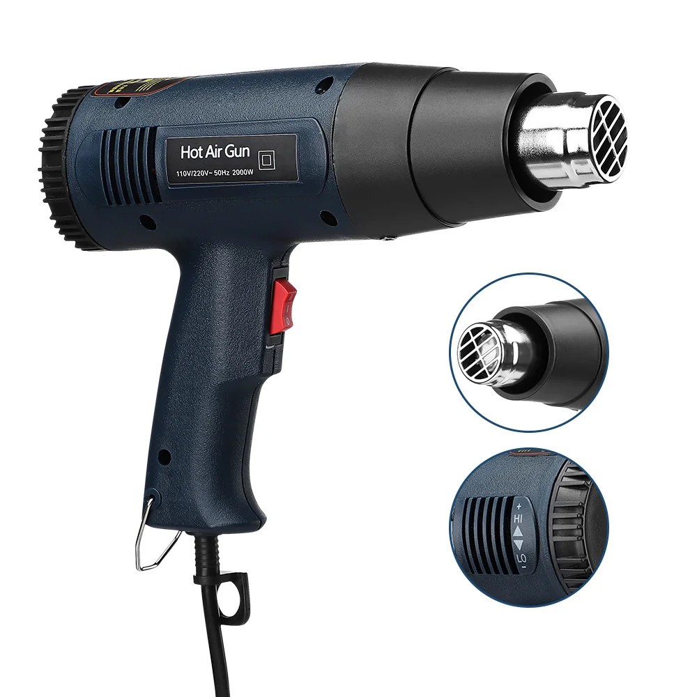 

YIMAKER 220V 2000W LCD Display Hot Air Gun Soldering Hair Dryer, Adjustable Temperature 60-600C Heat Gun With EU Plug