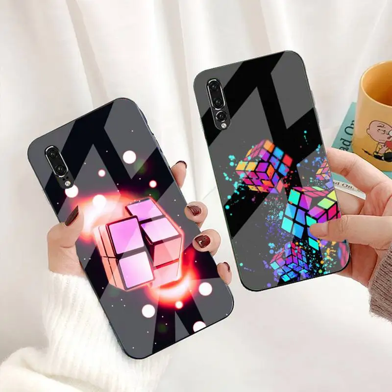 

Rubik's Cube Game Phone Case Tempered Glass For Huawei P9 10 Plus 20 Pro Mate9 10 20 20pro Honor7A 8X 9 10 Nova3i 5