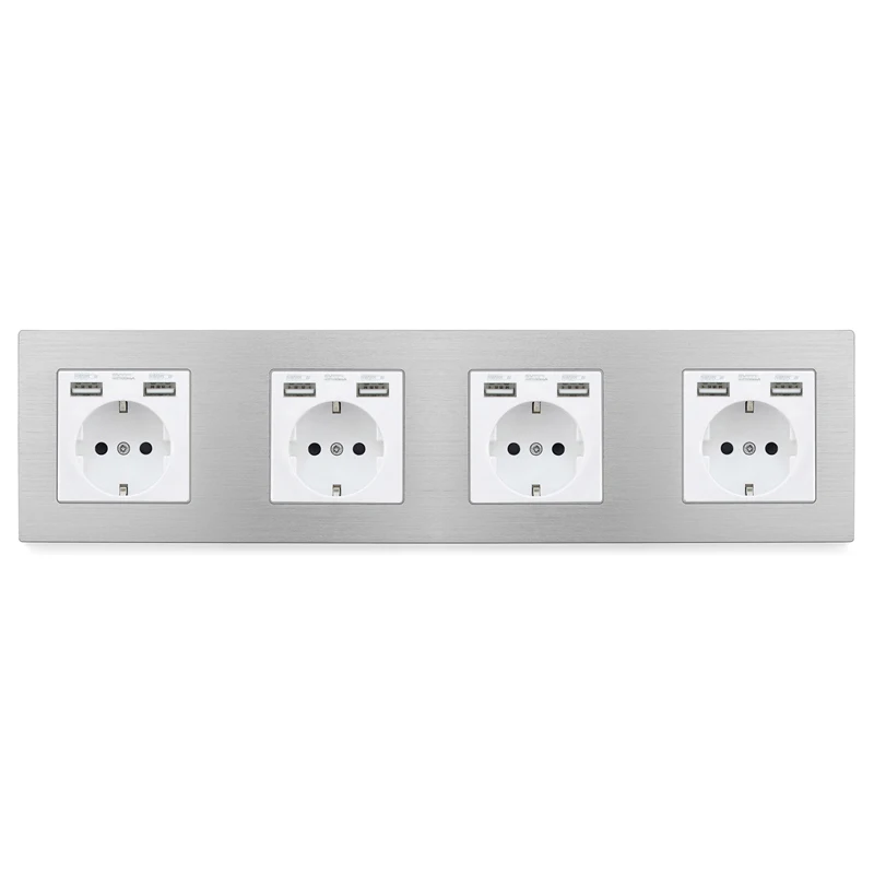 Quadruple socket Atlectric европейская вилка разъем usb зарядный порт розетка для мобильного двойной тройной Четырехместный электрическая розетка переходник usb,разетка с usb для дома,розетки - Тип: Quadruple socket