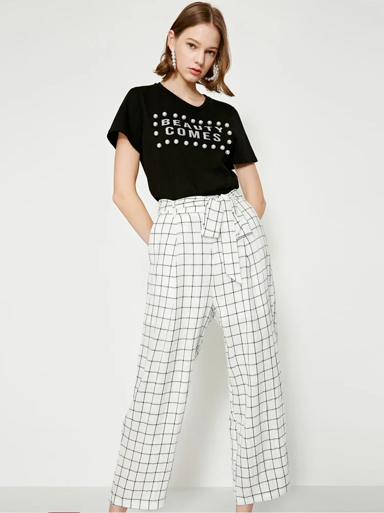 Vero Moda Женские прямые клетчатые брюки в стиле ретро | 3192PL501 Женская одежда