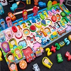 Деревянные игрушки для детей по методике Монтессори, разноцветная доска, математические цифры, подходящие цифровые формы, Игрушки для раннего развития детей