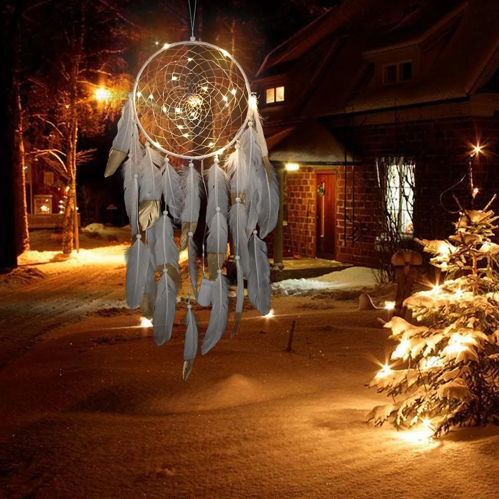 Ловец снов Белый гусиный фонарь Ловец снов кулон Dreamer домашнее ремесло автомобиль перо ветер