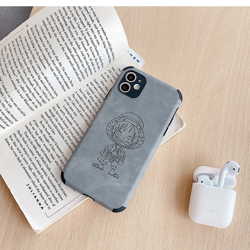 

One Piece Luffy soft case for iphone 12 mini 11 pro x xs max xr 8 7 6 6s plus SE 2020 luxury leather phone cover 3D coque fundas