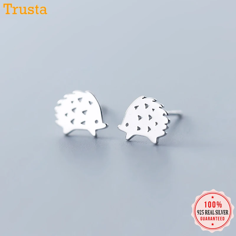 Trustdavis 925 Твердые настоящие милые серьги-гвоздики в виде ежика, подарок для женщин, девочек, детей, леди, ювелирное изделие DA313