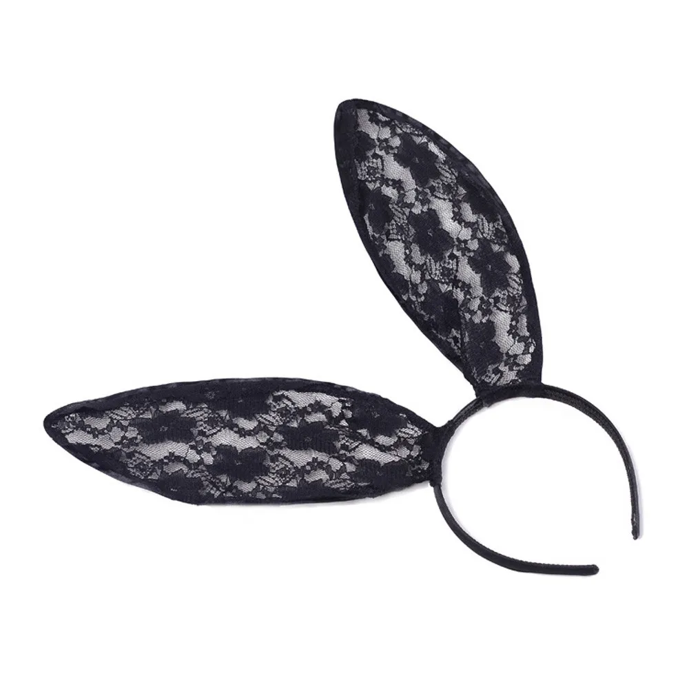 

Sexy Headband Female Lace Rabbit Ears Hair Hoop Women Fashion Solid Charm Accessories Black Hair Accessoires
