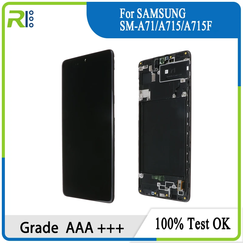 100% Original AMOLED For Samsung Galaxy A71 LCD Touch Digitizer Sensor Glass Assembly For Samsung A71 Display A715 A715F A715FD