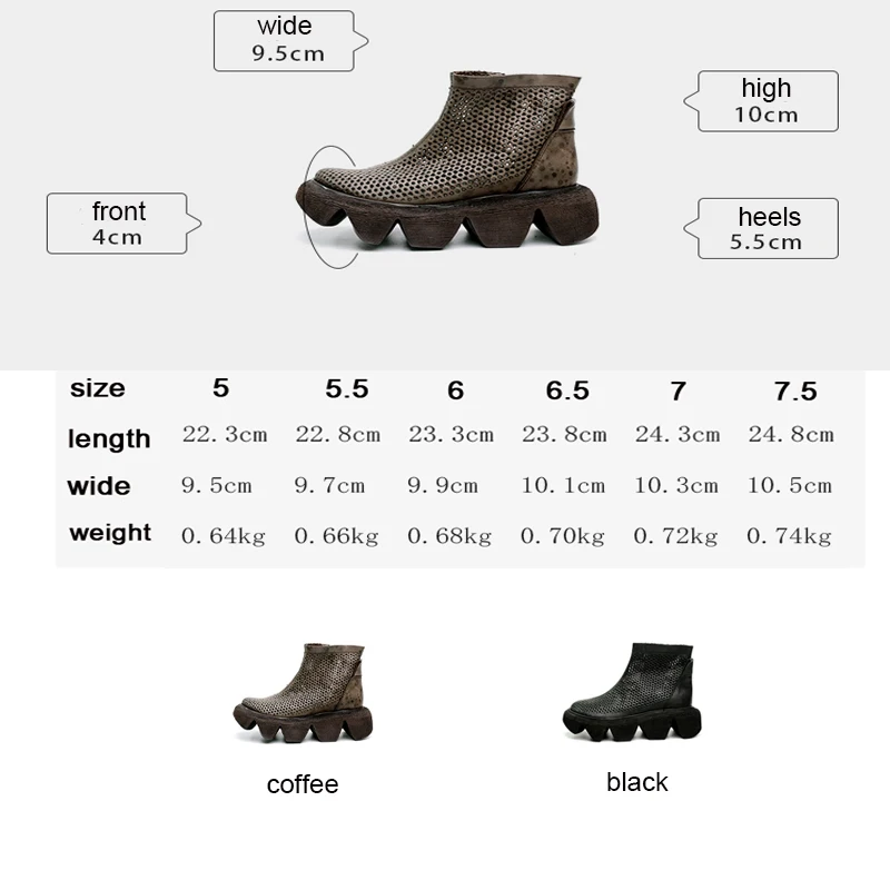

Tayunxing Genuine Leather Handmade Shoes Woman Retro Summer Hollow Female Platform Sandals High Heels Comfort Cool Boots 83028-6