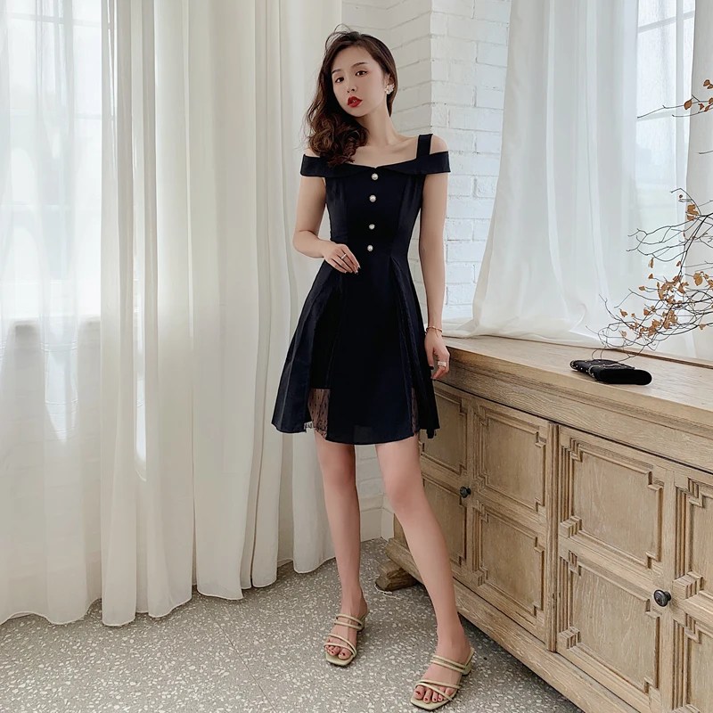 

Han edition first love new skirt of tall waist dress temperament show thin waist skirt in the summer of French scheming little b