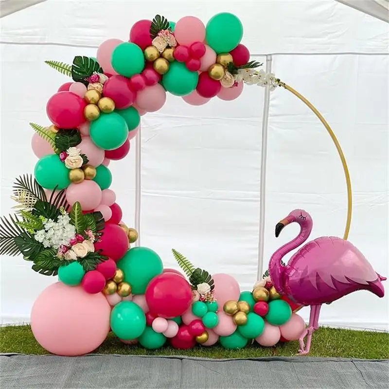 129pcs/Lot Rose Red Balloons Garland Arch Kit Tropical Flamingo Theme Hawaiian Baby Shower Wedding Birthday Party Decor Supplies