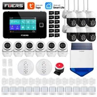 fuers wifi gsm alexa tuya smart home security alarm system kit fingerprint wireless alarm video doorbell 2mp camera 433mhz siren