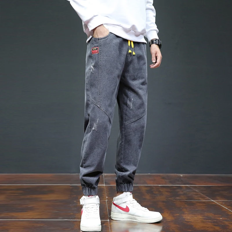 

Hot Denim Jeans men's autumn and winter 2021 new loose beam foot tooling Harlan casual long harem pants