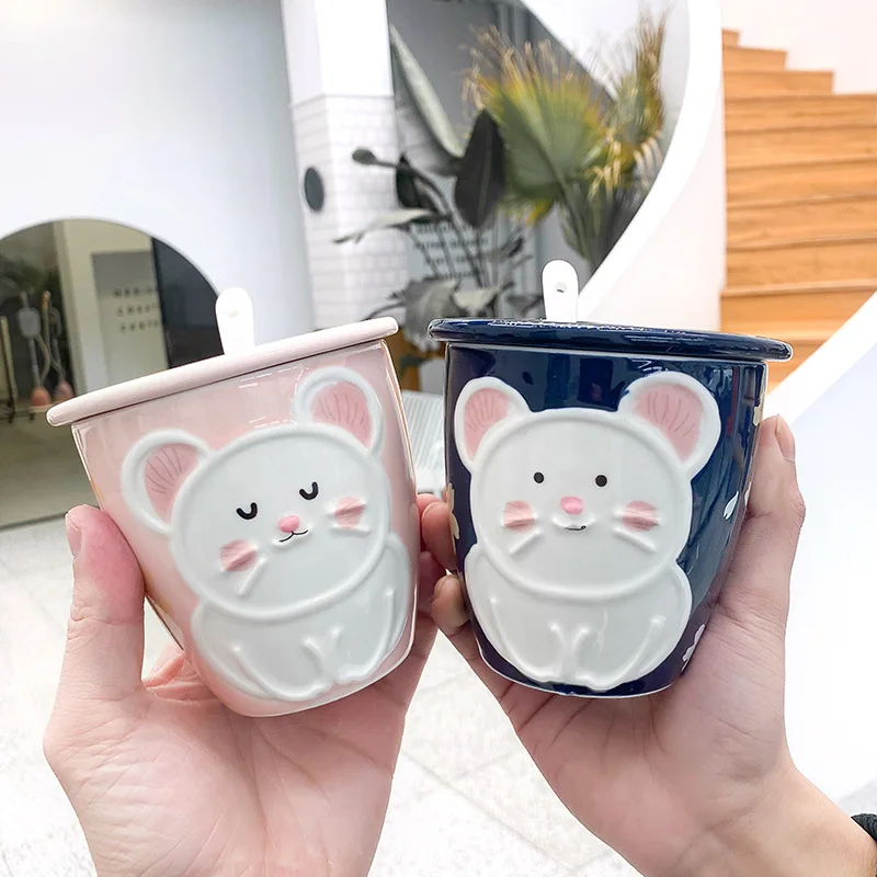 Взрывные Модели 2020 рельефная керамическая чашка крыс с крышкой ложка креативная