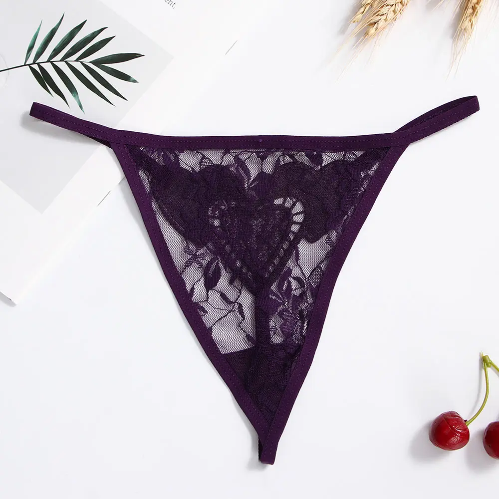 Trendy Heart Lace Transparent Thongs Women Low Waist Hollow Underwear G-string Panties Lingerie Sexy Lady Briefs | Женская одежда