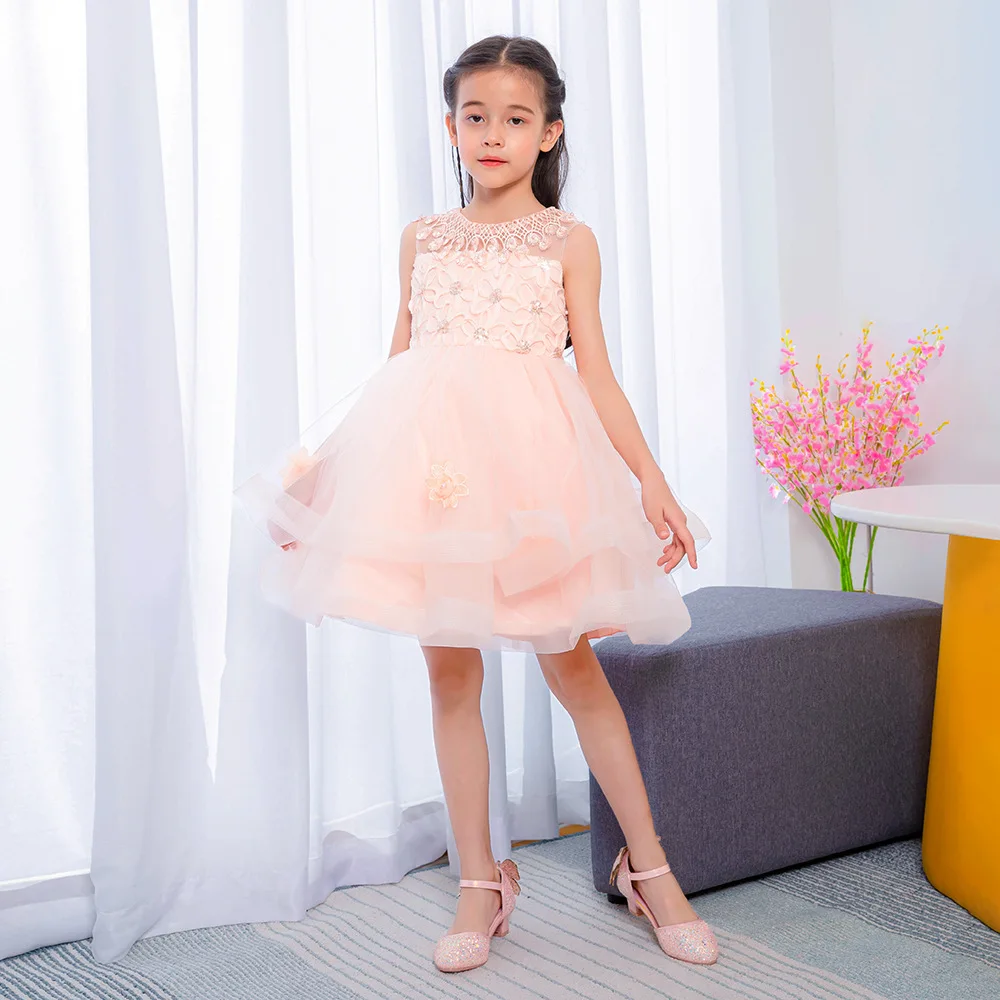 

2021 Girls Dress Children Gauze Princess Dress For Party Wedding Summer Tutu Dress Kids Formal Casual Clothes