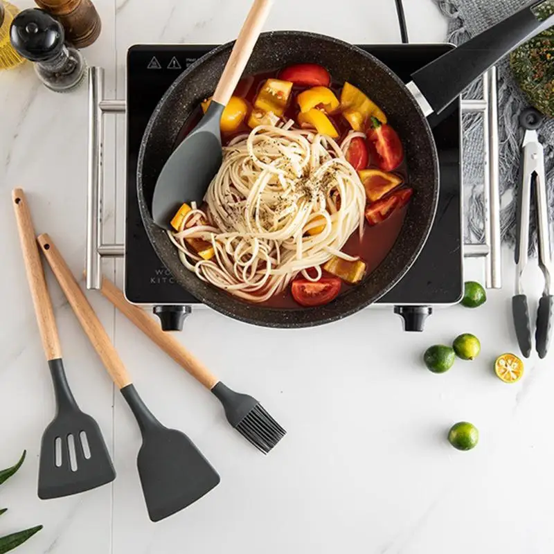 Кухонная силиконовая антипригарная кухонная ложка шпатель ковш для яиц набор