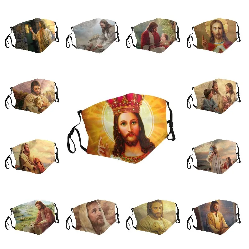 

Lord Jesus Christ God Reusable Face Mask Men Women Vintage Painting Christianity Dustproof Protection Respirator Mouth-Muffle
